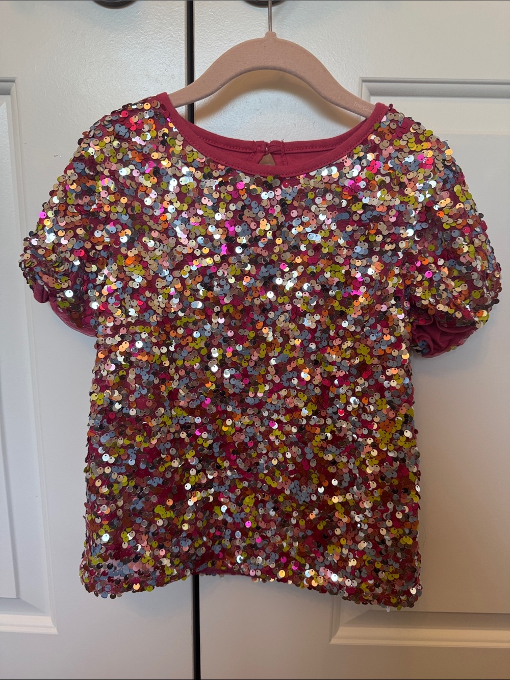 Garanimals Red Multicolor Sequin Short Sleeve Top